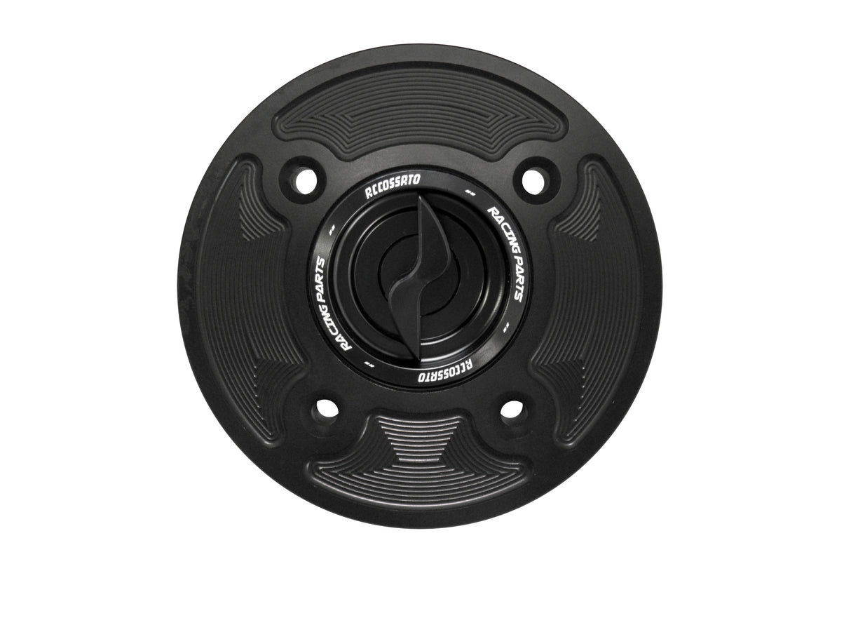 Tappo serbatoio per moto Kawasaki con sgancio rapido ricavato dal pieno in alluminio, marca Accossato codice FC126