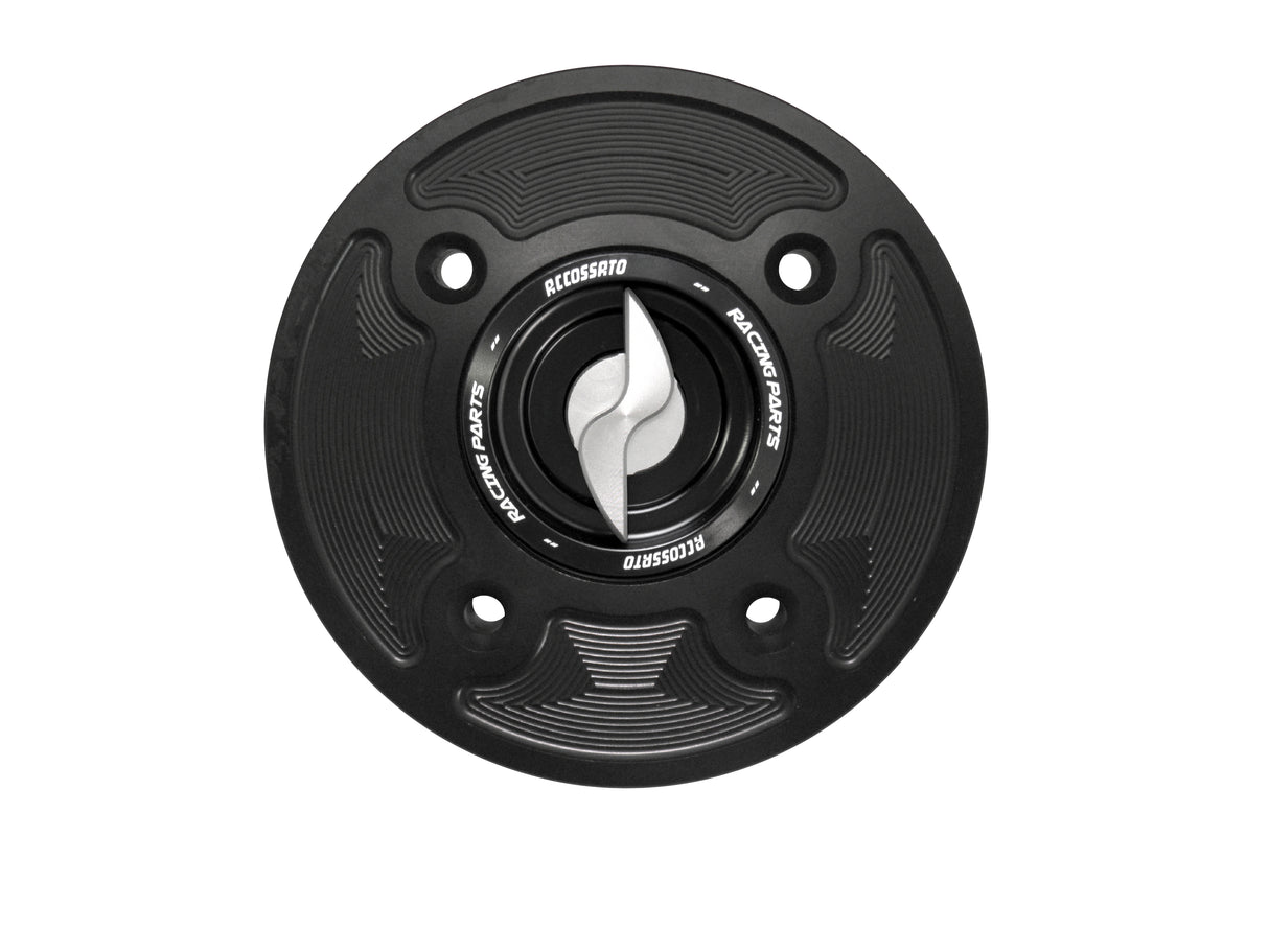 Tappo serbatoio per moto Kawasaki con sgancio rapido ricavato dal pieno in alluminio, marca Accossato codice FC126