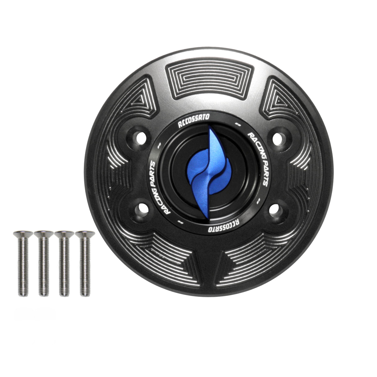 Tappo serbatoio per moto BMW con sgancio rapido ricavato dal pieno in alluminio, marca Accossato codice FC133