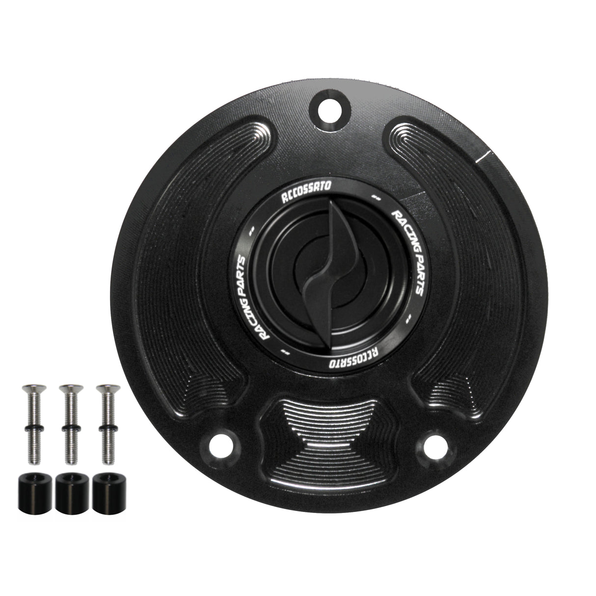 Tappo serbatoio per moto Kawasaki con sgancio rapido ricavato dal pieno in alluminio, marca Accossato codice FC143