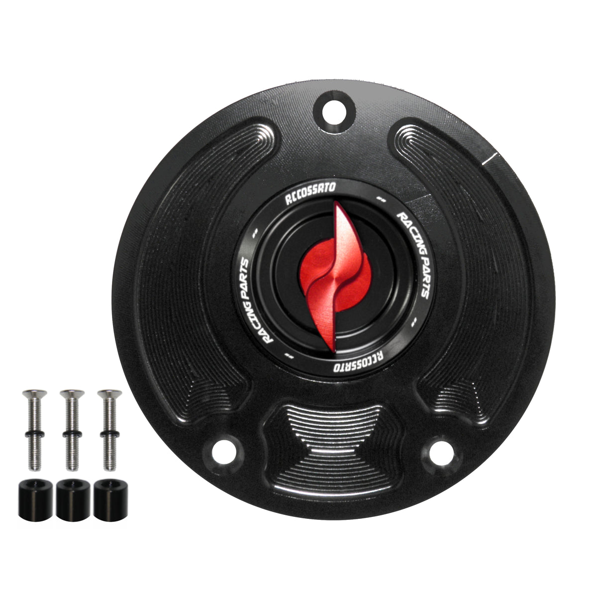 Tappo serbatoio per moto Kawasaki con sgancio rapido ricavato dal pieno in alluminio, marca Accossato codice FC143