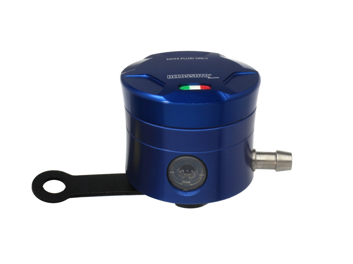 Serbatoio Olio Freno In Alluminio Ricavato CNC Accossato, 25 cm3 Con Uscita Olio Orizzontale, Fornito Con Staffa Dritta