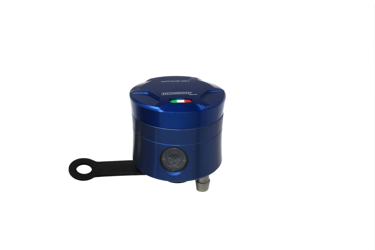 Serbatoio Olio Freno In Alluminio Ricavato CNC Accossato, 25 cm3 Con Uscita Olio Verticale, Fornito Con Staffa Dritta