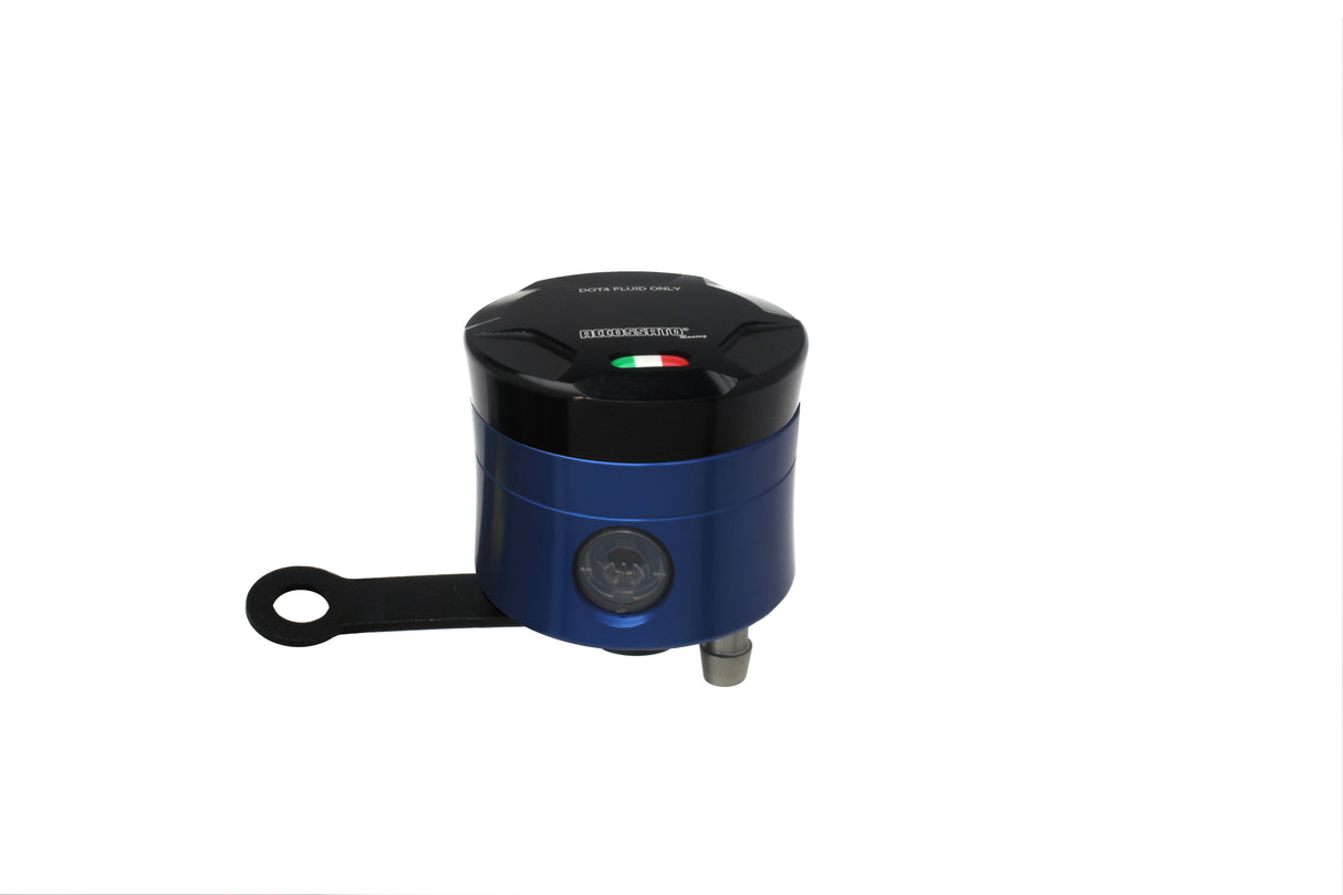 Serbatoio Olio Freno In Alluminio Ricavato CNC Accossato, 25 cm3 Con Uscita Olio Verticale, Fornito Con Staffa Dritta