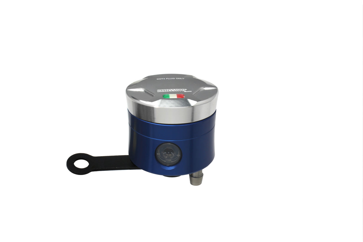 Serbatoio Olio Freno In Alluminio Ricavato CNC Accossato, 25 cm3 Con Uscita Olio Verticale, Fornito Con Staffa Dritta