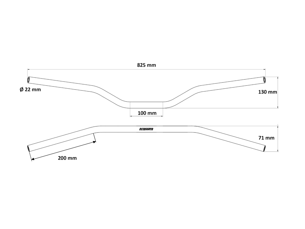 Manubrio Accossato In Alluminio Con Diametro Costante - 22 mm