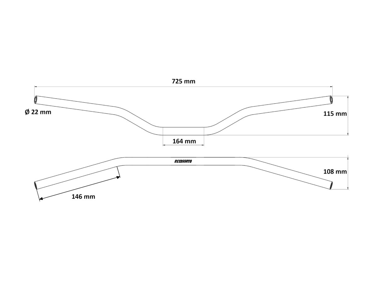 Manubrio Accossato In Alluminio Con Diametro Costante - 22 mm