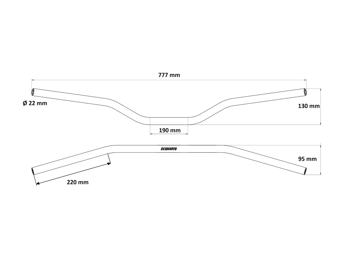 Manubrio Accossato In Acciaio Con Diametro Costante - 22 mm - Con Traversino