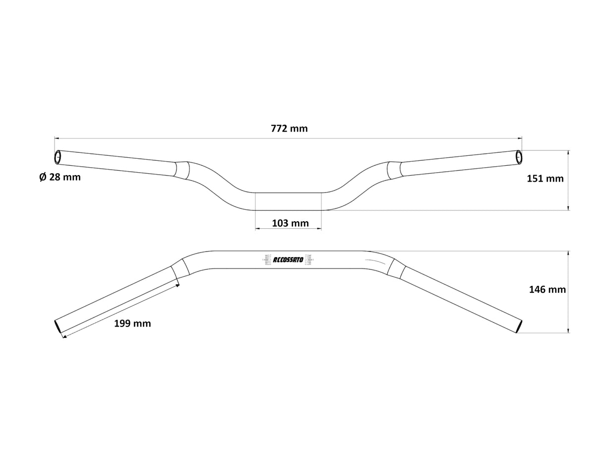 Manubrio Accossato In Alluminio Con Diametro Variabile - 28 mm