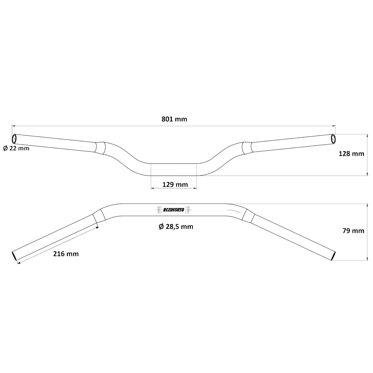 Manubrio Accossato In Alluminio Con Diametro Variabile - 28.5 mm