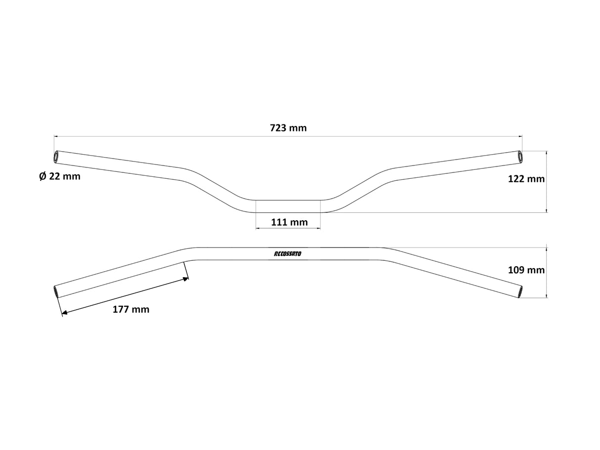 Manubrio Accossato In Alluminio Con Diametro Costante - 22 mm