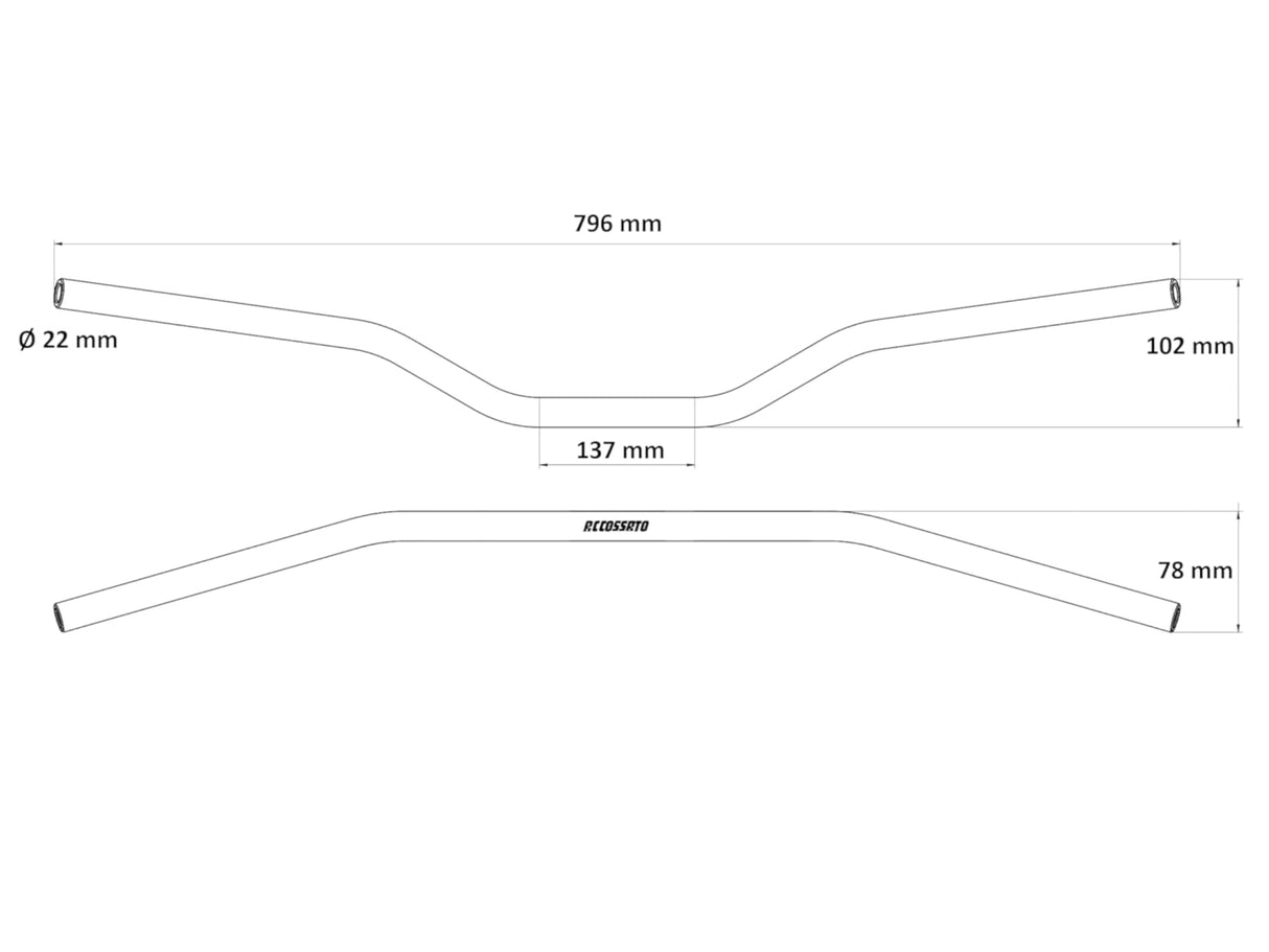 Manubrio Accossato In Alluminio Con Diametro Costante - 22 mm