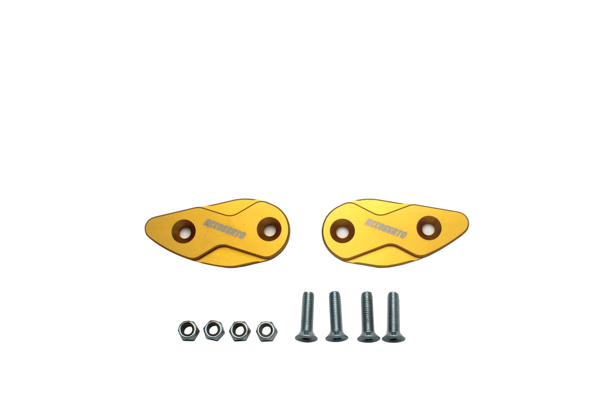 Tappi specchietti Accossato, ricavati in alluminio CNC e anodizzati in vari colori.. La confezione contiene 02 articoli