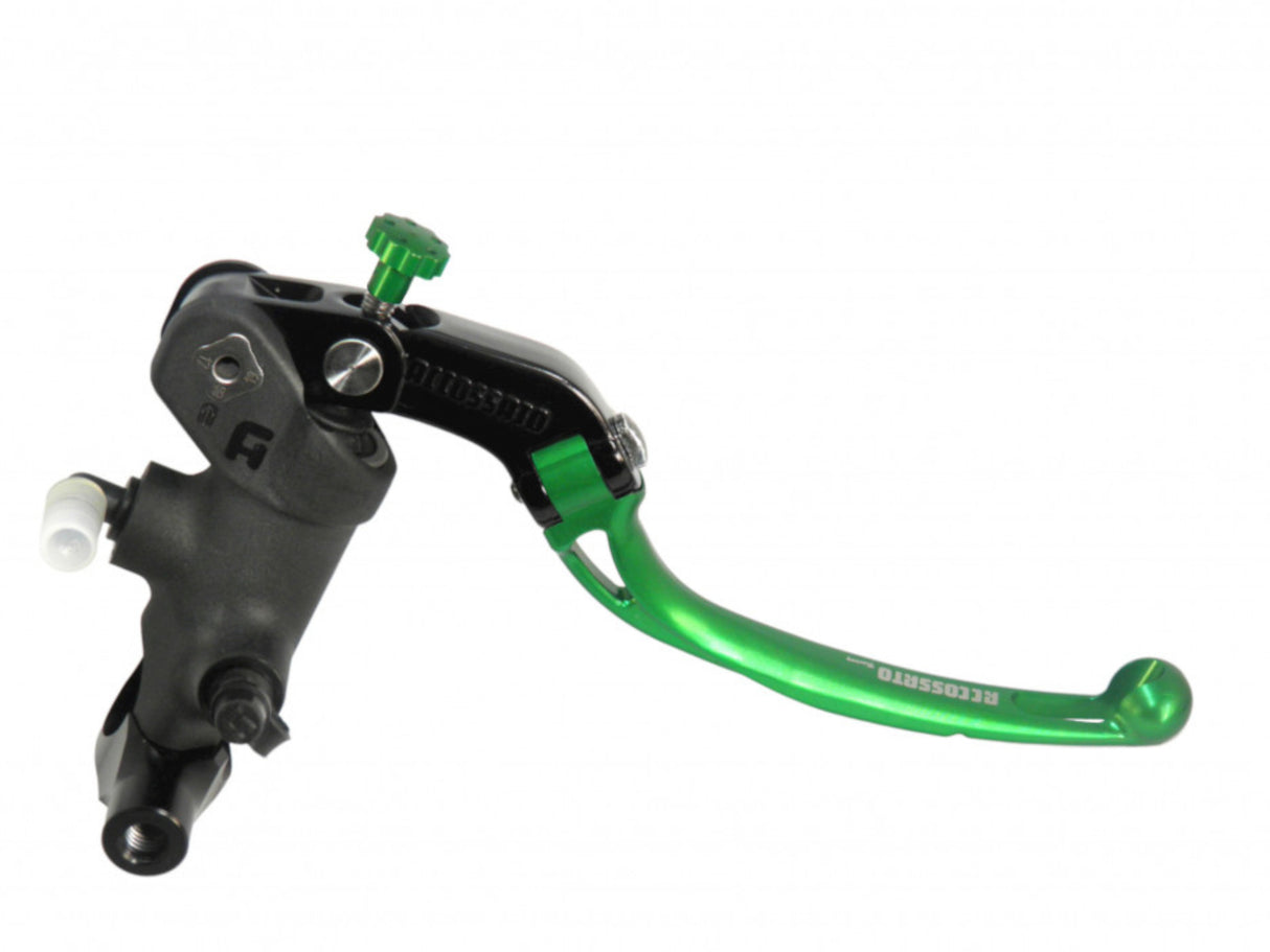 Pompa Freno Radiale Accossato PRS 19x17-18-19 Con Corpo Pompa Anodizzato Nero E Leva Snodata Colorata, Per Manubri Diametro 25,4 mm