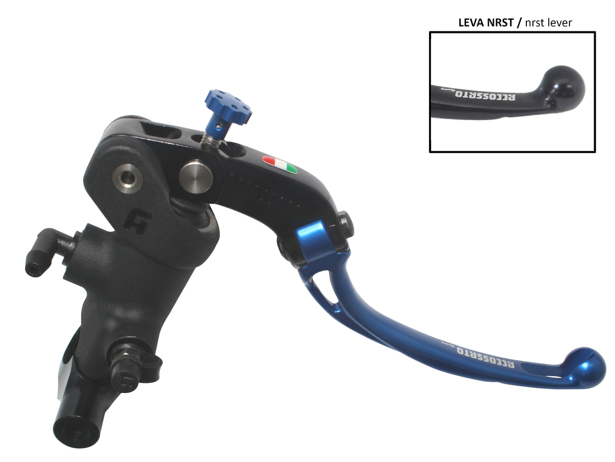 Pompa Freno Radiale Accossato 19x18 Con Corpo Pompa Anodizzato Nero E Leva Snodata Colorata, Per Manubri Diametro 25,4 mm