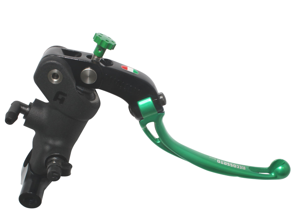 Pompa Freno Radiale Accossato 19x18 Con Corpo Pompa Anodizzato Nero E Leva Snodata Colorata, Per Manubri Diametro 25,4 mm