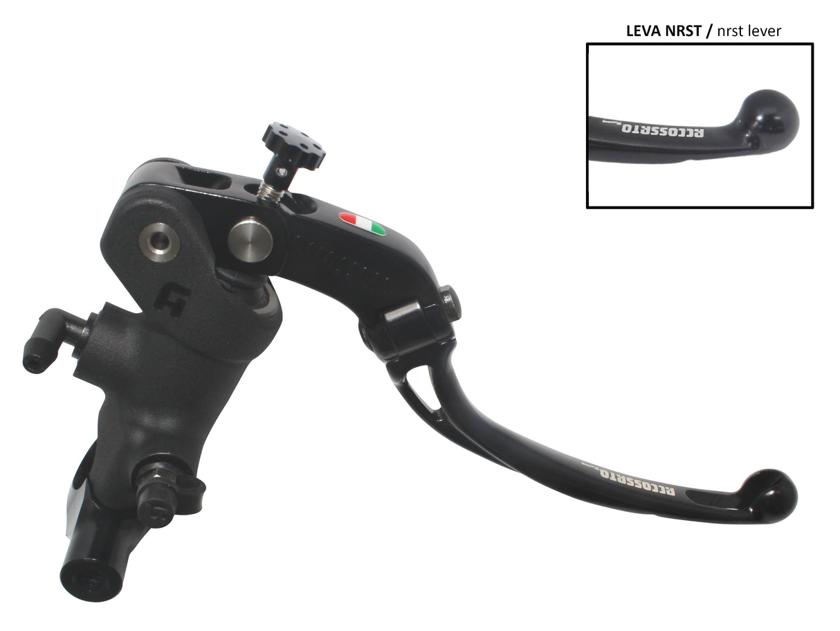 Pompa Freno Radiale Accossato 19x18 Con Corpo Pompa Anodizzato Nero E Leva Snodata Colorata, Per Manubri Diametro 25,4 mm