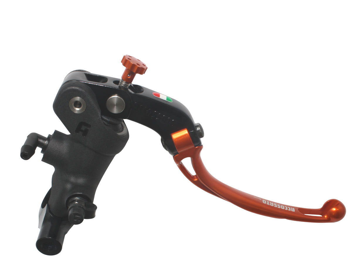 Pompa Freno Radiale Accossato 19x18 Con Corpo Pompa Anodizzato Nero E Leva Snodata Colorata, Per Manubri Diametro 25,4 mm