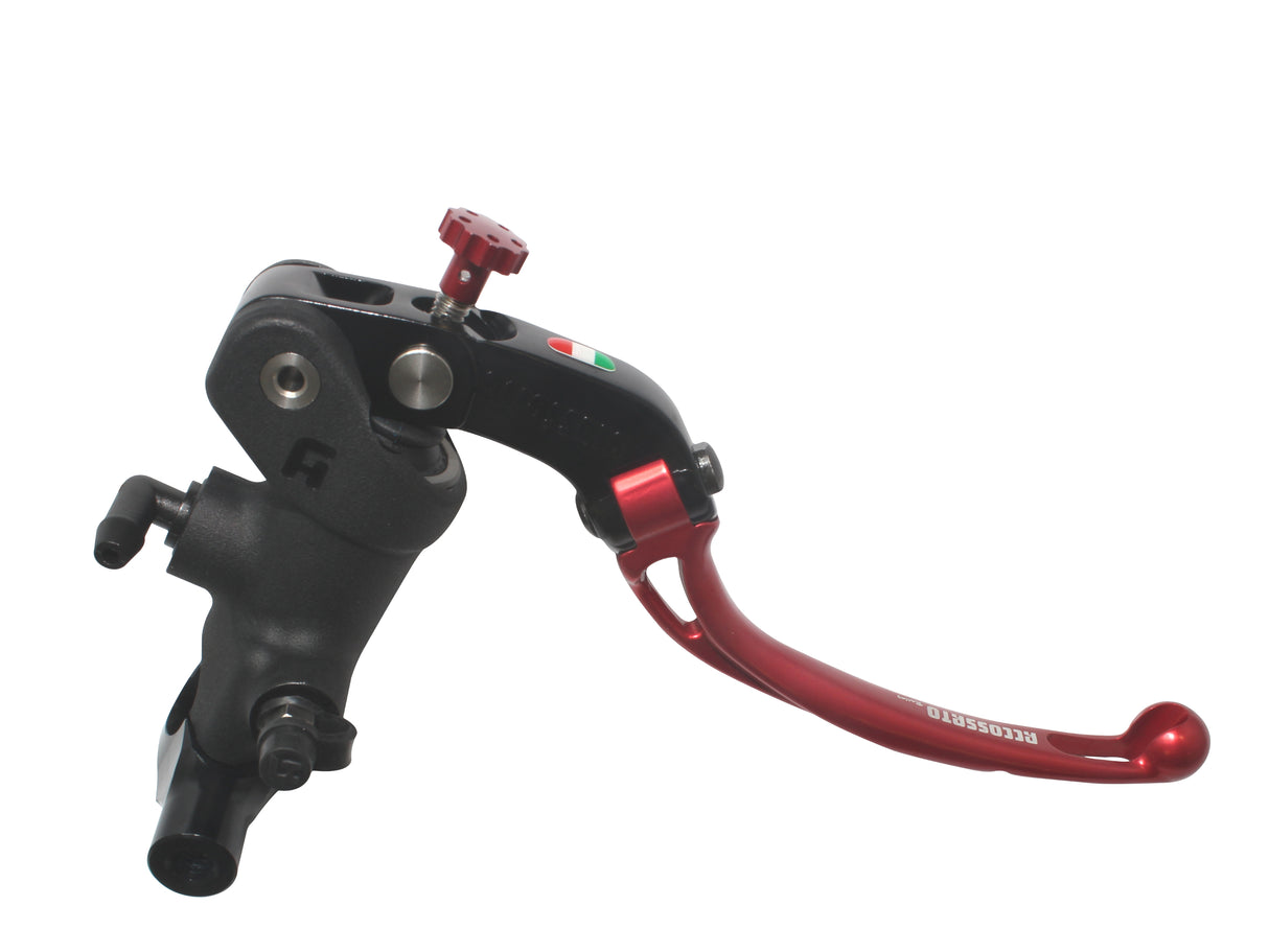 Pompa Freno Radiale Accossato 19x18 Con Corpo Pompa Anodizzato Nero E Leva Snodata Colorata, Per Manubri Diametro 25,4 mm