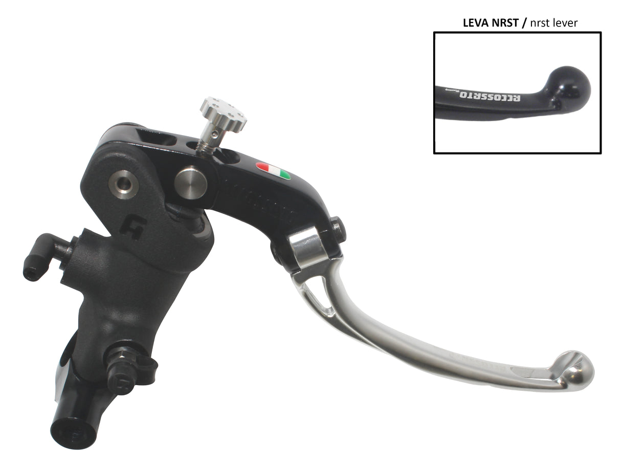 Pompa Freno Radiale Accossato 19x18 Con Corpo Pompa Anodizzato Nero E Leva Snodata Colorata, Per Manubri Diametro 25,4 mm