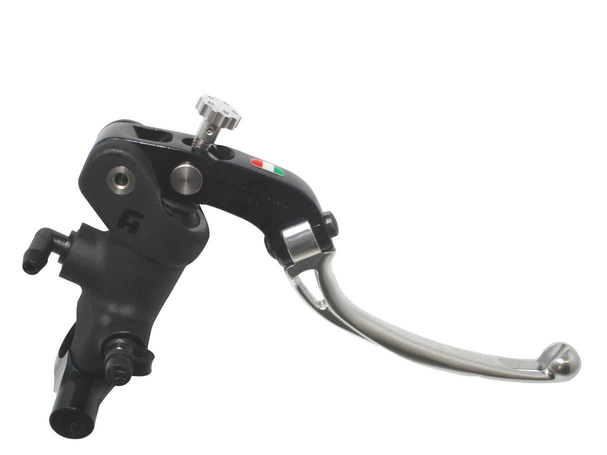 Pompa Freno Radiale Accossato 19x18 Con Corpo Pompa Anodizzato Nero E Leva Snodata Colorata, Per Manubri Diametro 25,4 mm