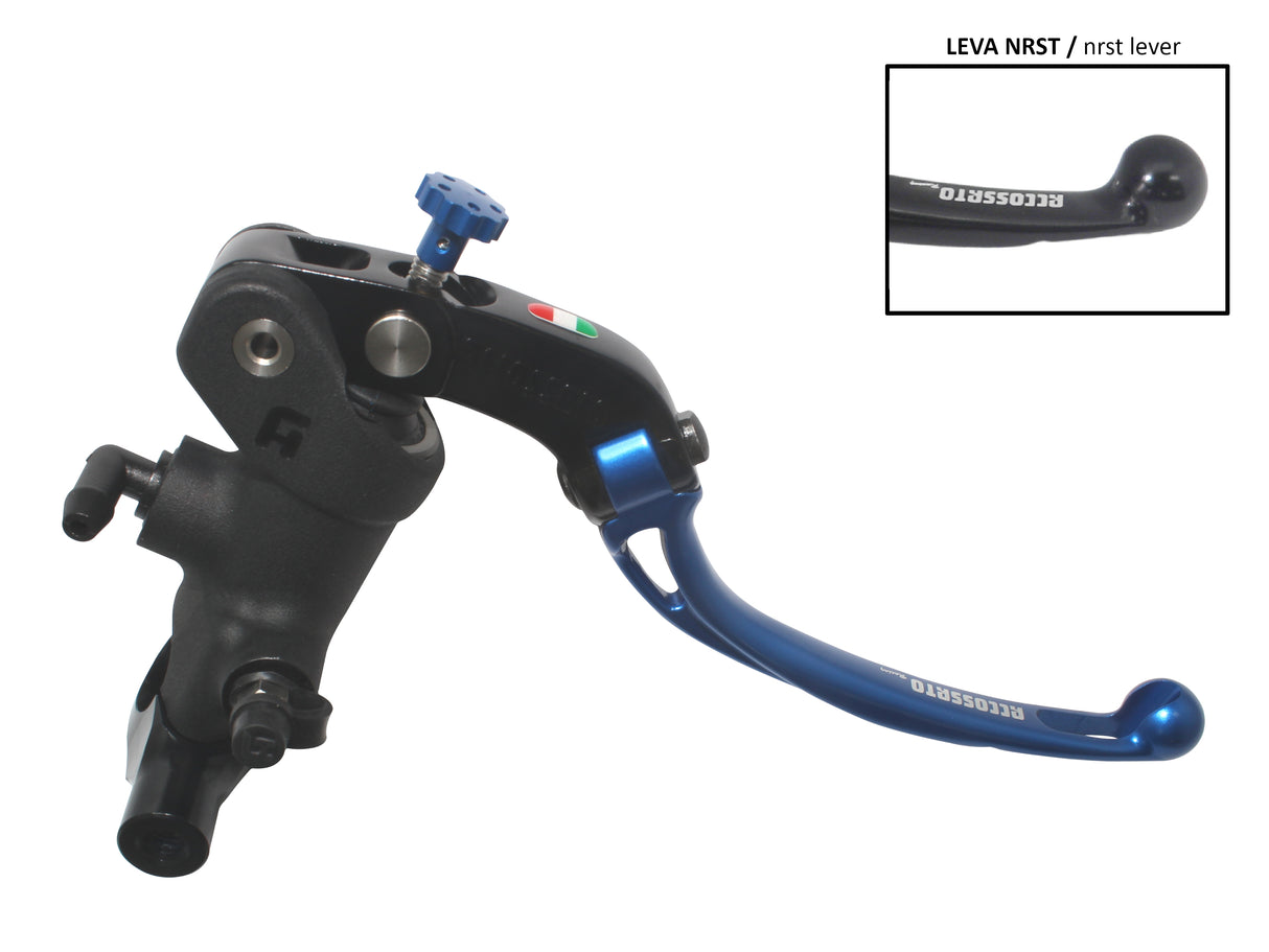 Pompa Freno Radiale Accossato 19x19 Con Corpo Pompa Anodizzato Nero E Leva Snodata Colorata, Per Manubri Diametro 25,4 mm