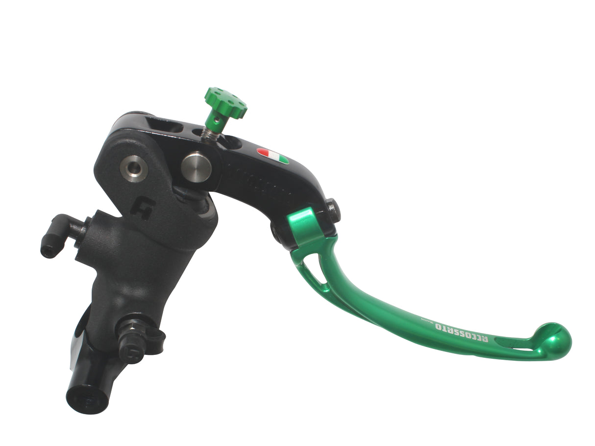 Pompa Freno Radiale Accossato 19x19 Con Corpo Pompa Anodizzato Nero E Leva Snodata Colorata, Per Manubri Diametro 25,4 mm