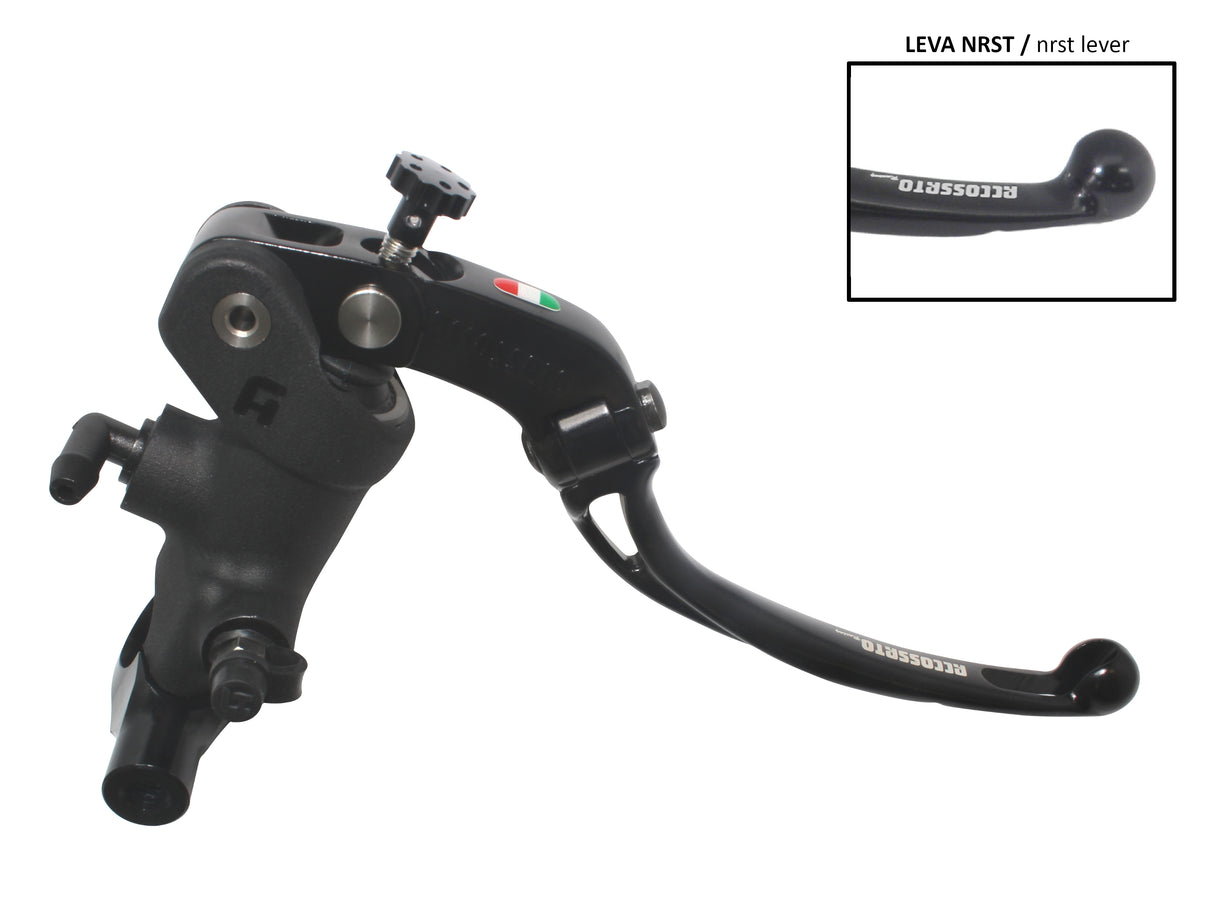 Pompa Freno Radiale Accossato 19x19 Con Corpo Pompa Anodizzato Nero E Leva Snodata Colorata, Per Manubri Diametro 25,4 mm