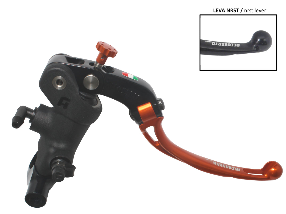 Pompa Freno Radiale Accossato 19x19 Con Corpo Pompa Anodizzato Nero E Leva Snodata Colorata, Per Manubri Diametro 25,4 mm