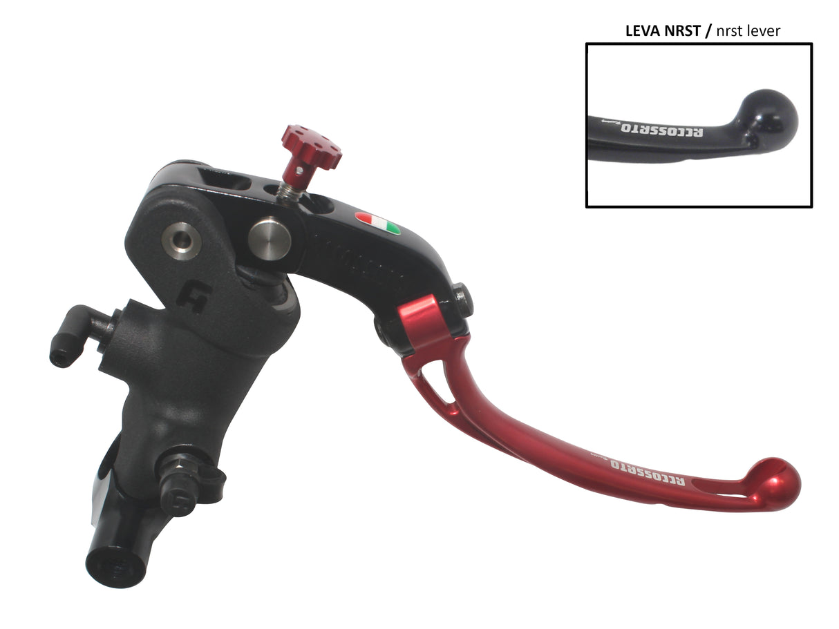 Pompa Freno Radiale Accossato 19x19 Con Corpo Pompa Anodizzato Nero E Leva Snodata Colorata, Per Manubri Diametro 25,4 mm