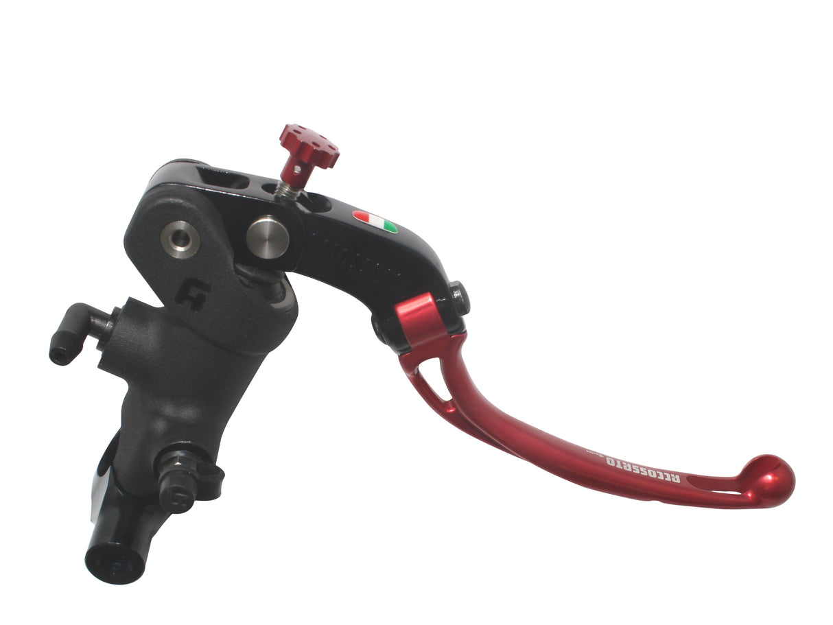 Pompa Freno Radiale Accossato 19x19 Con Corpo Pompa Anodizzato Nero E Leva Snodata Colorata, Per Manubri Diametro 25,4 mm