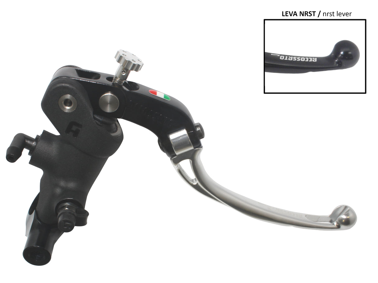 Pompa Freno Radiale Accossato 19x19 Con Corpo Pompa Anodizzato Nero E Leva Snodata Colorata, Per Manubri Diametro 25,4 mm