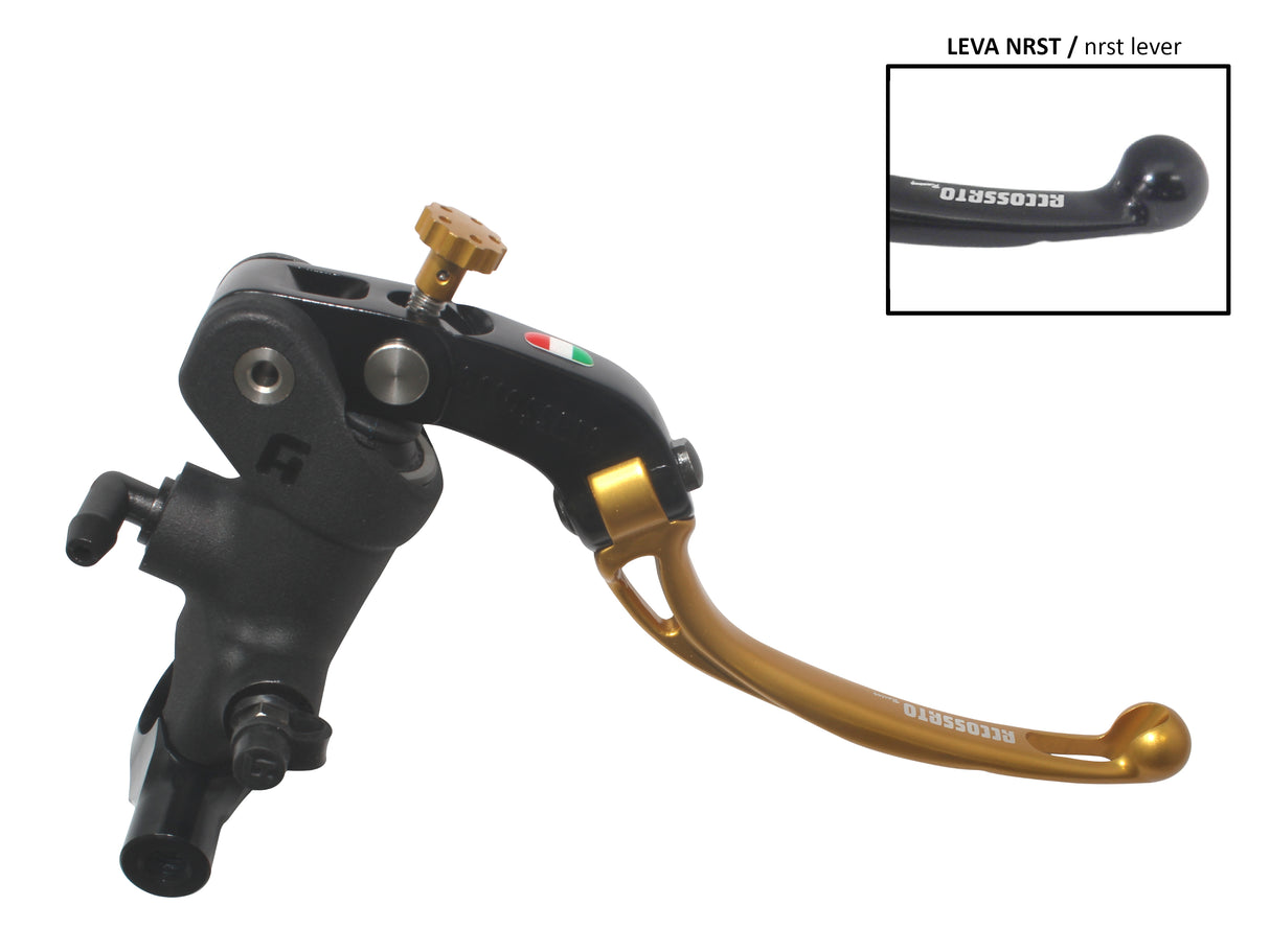 Pompa Freno Radiale Accossato 19x19 Con Corpo Pompa Anodizzato Nero E Leva Snodata Colorata, Per Manubri Diametro 25,4 mm