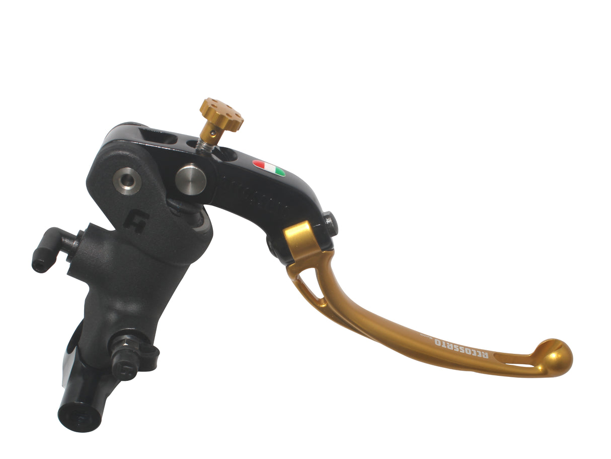 Pompa Freno Radiale Accossato 19x19 Con Corpo Pompa Anodizzato Nero E Leva Snodata Colorata, Per Manubri Diametro 25,4 mm