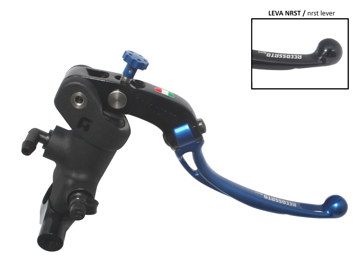 Pompa Freno Radiale Accossato 19x20 Con Corpo Pompa Anodizzato Nero E Leva Snodata Colorata, Per Manubri Diametro 25,4 mm