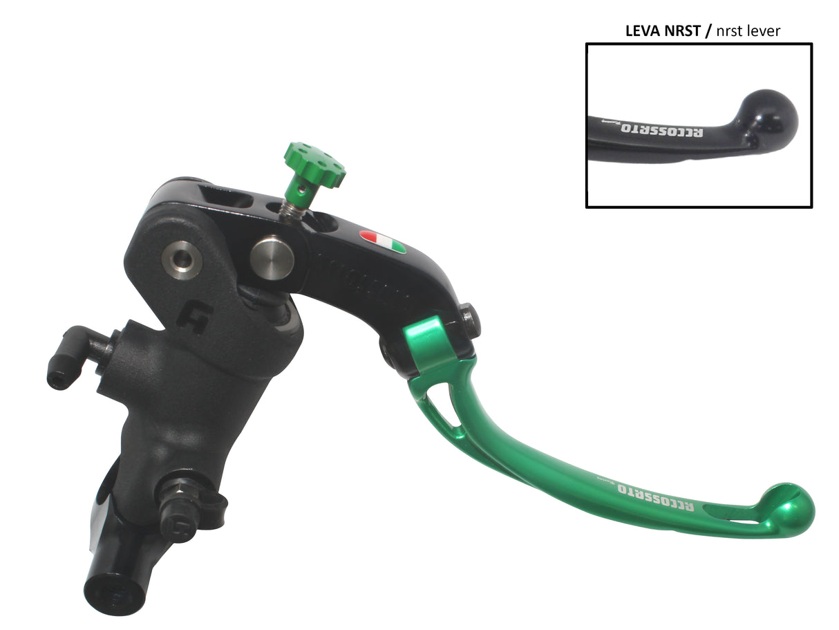 Pompa Freno Radiale Accossato 19x20 Con Corpo Pompa Anodizzato Nero E Leva Snodata Colorata, Per Manubri Diametro 25,4 mm