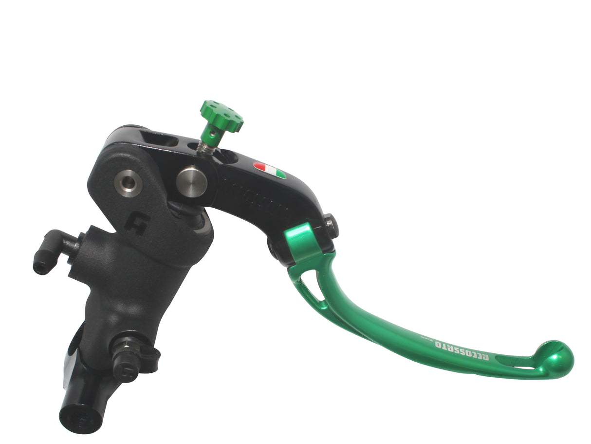 Pompa Freno Radiale Accossato 19x20 Con Corpo Pompa Anodizzato Nero E Leva Snodata Colorata, Per Manubri Diametro 25,4 mm
