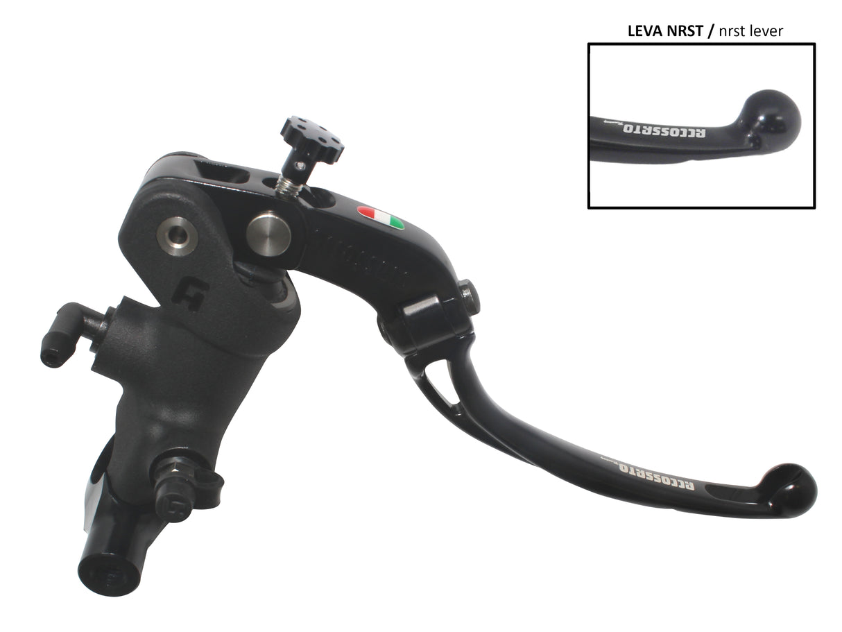 Pompa Freno Radiale Accossato 19x20 Con Corpo Pompa Anodizzato Nero E Leva Snodata Colorata, Per Manubri Diametro 25,4 mm