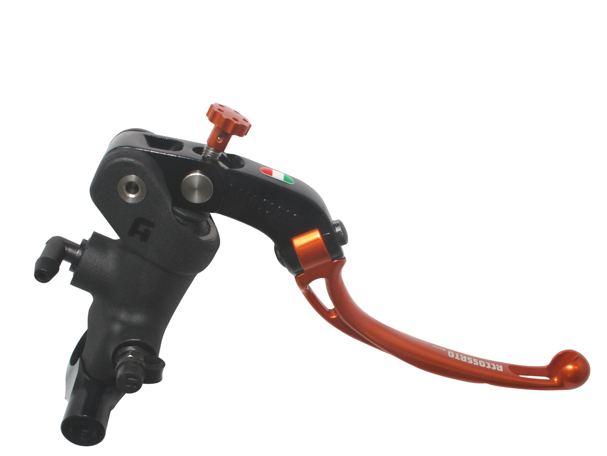 Pompa Freno Radiale Accossato 19x20 Con Corpo Pompa Anodizzato Nero E Leva Snodata Colorata, Per Manubri Diametro 25,4 mm