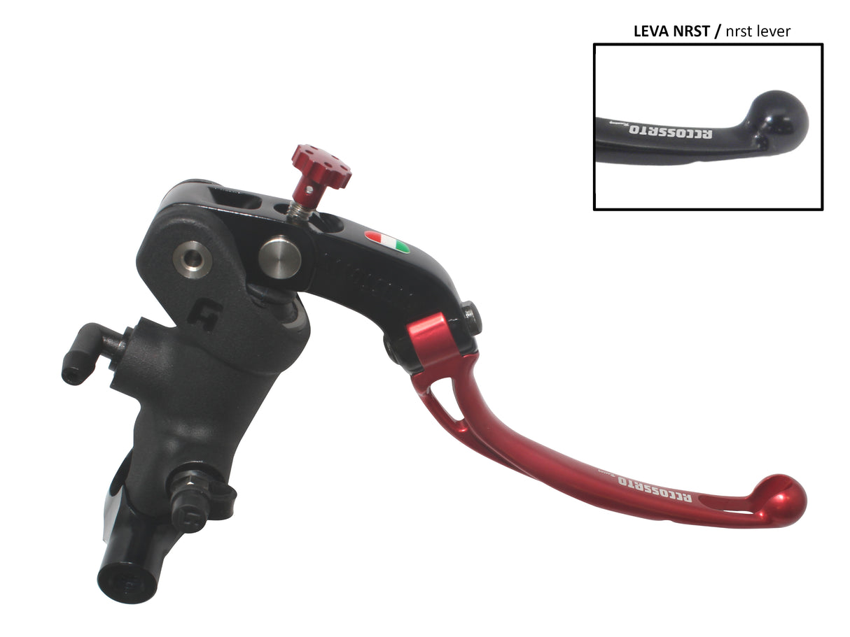 Pompa Freno Radiale Accossato 19x20 Con Corpo Pompa Anodizzato Nero E Leva Snodata Colorata, Per Manubri Diametro 25,4 mm