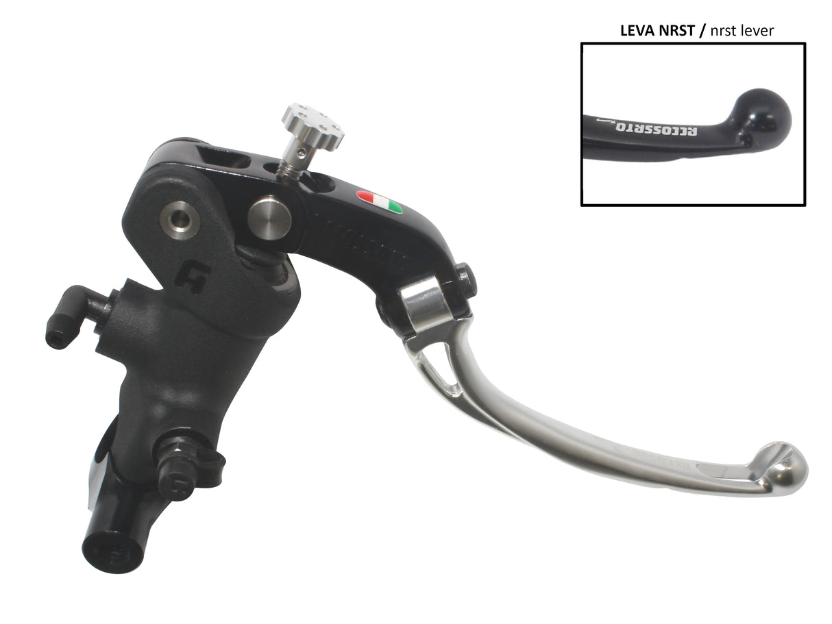 Pompa Freno Radiale Accossato 19x20 Con Corpo Pompa Anodizzato Nero E Leva Snodata Colorata, Per Manubri Diametro 25,4 mm