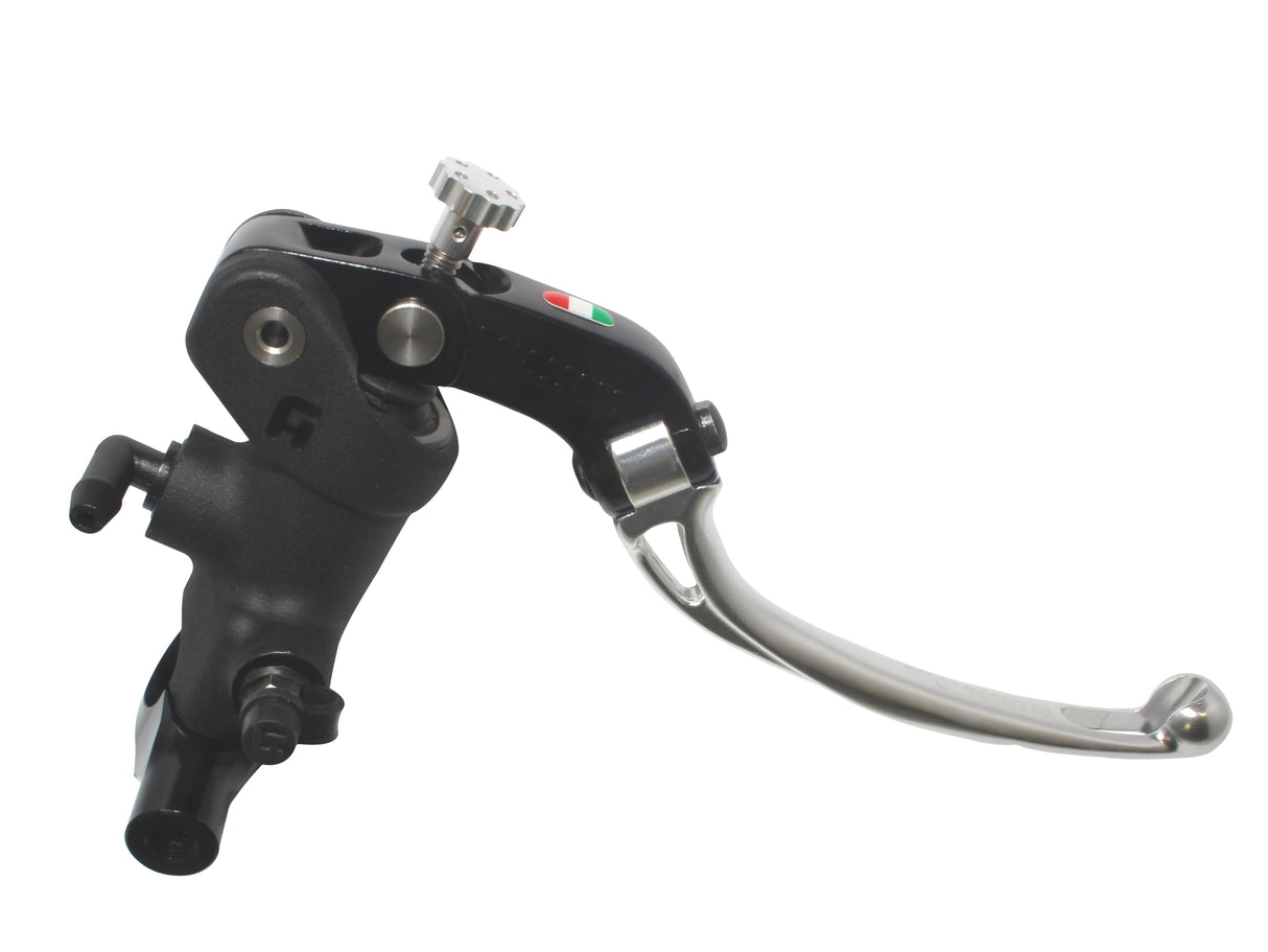 Pompa Freno Radiale Accossato 19x20 Con Corpo Pompa Anodizzato Nero E Leva Snodata Colorata, Per Manubri Diametro 25,4 mm