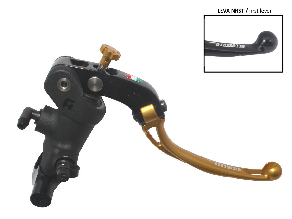 Pompa Freno Radiale Accossato 19x20 Con Corpo Pompa Anodizzato Nero E Leva Snodata Colorata, Per Manubri Diametro 25,4 mm