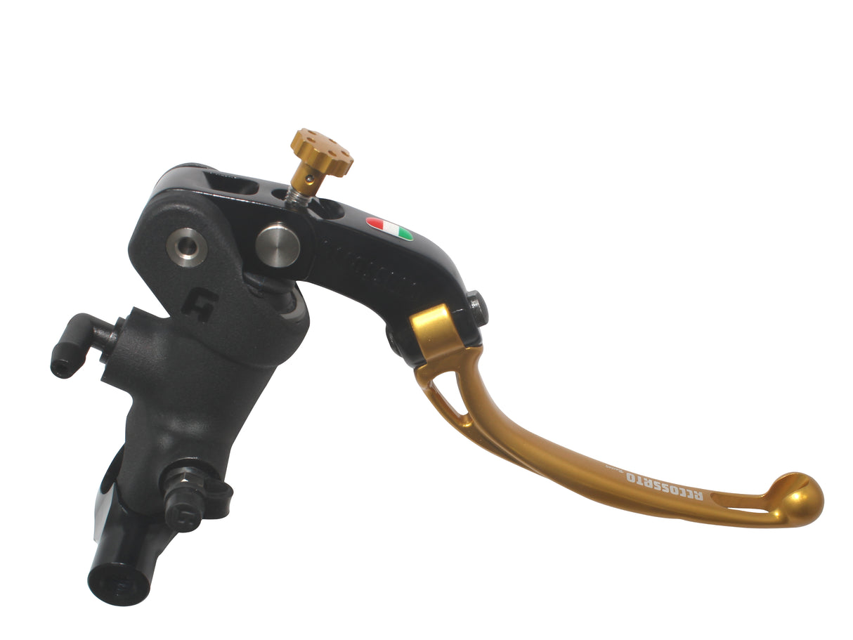 Pompa Freno Radiale Accossato 19x20 Con Corpo Pompa Anodizzato Nero E Leva Snodata Colorata, Per Manubri Diametro 25,4 mm