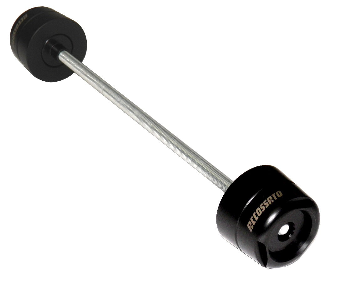 Protezione forcella anteriore Accossato per Moto, realizzato in alluminio e pvc. La confezione contiene 02 articoli