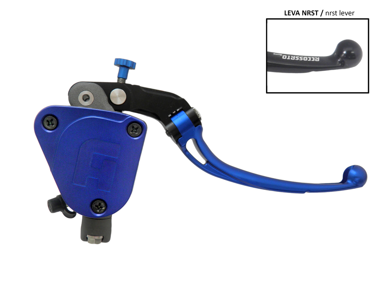 Pompa Freno Radiale Accossato 19x18 Con Vaschetta Integrata E Leva Snodata Colorata (Pomello+Leva)