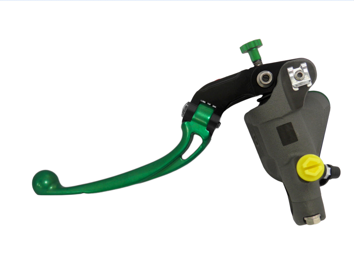 Pompa Freno Radiale Accossato 19x18 Con Vaschetta Integrata E Leva Snodata Colorata (Pomello+Leva)