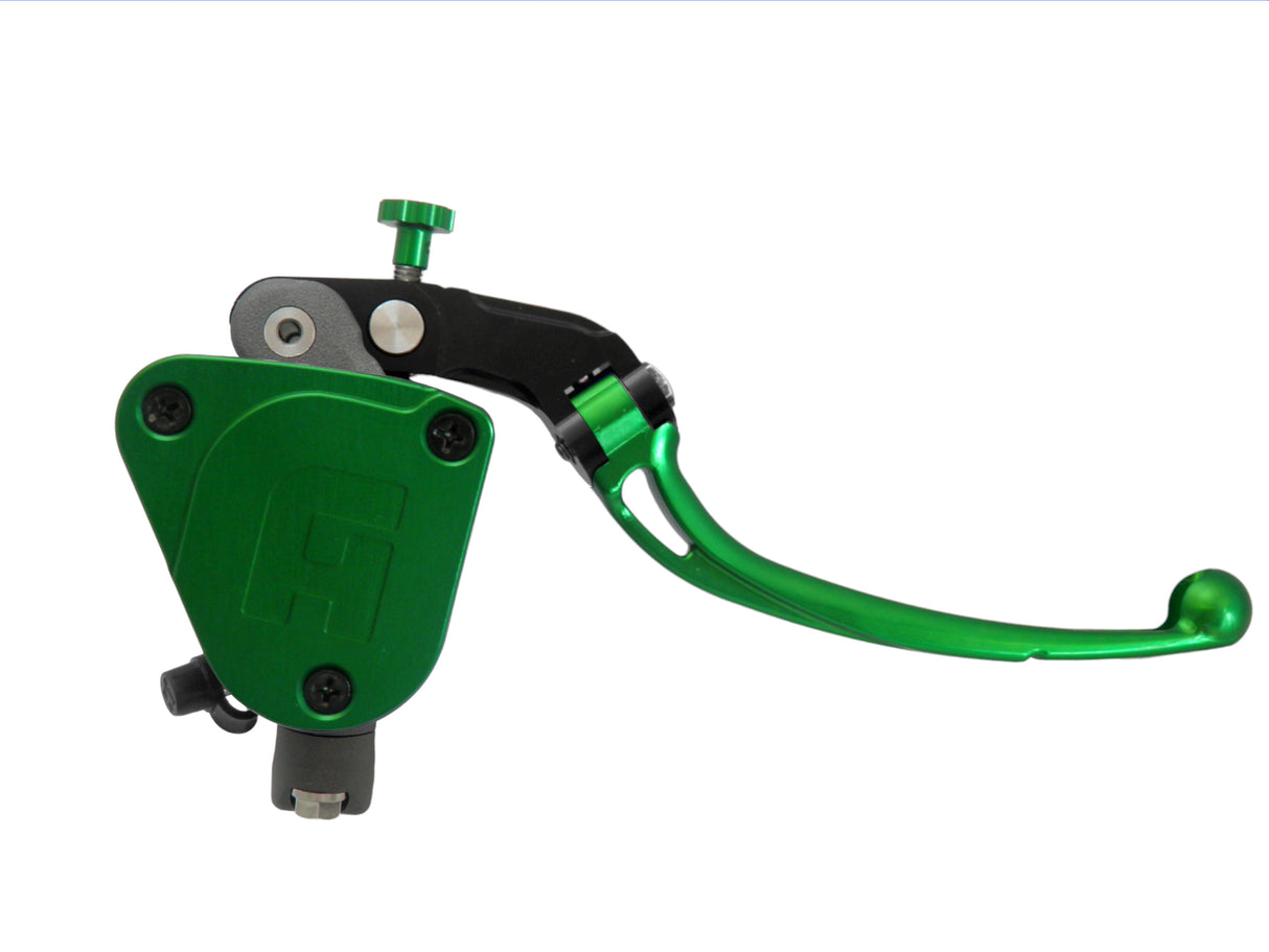 Pompa Freno Radiale Accossato 19x18 Con Vaschetta Integrata E Leva Snodata Colorata (Pomello+Leva)