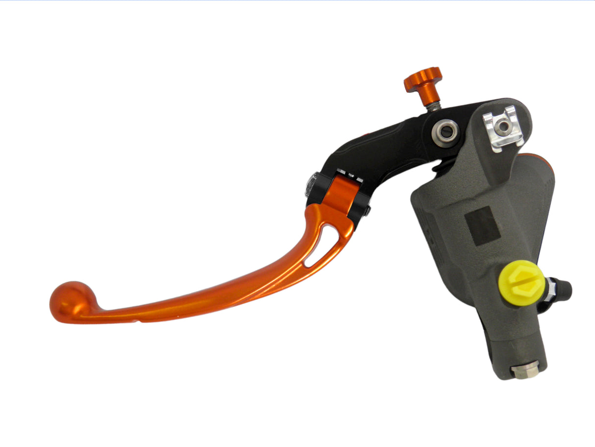 Pompa Freno Radiale Accossato 19x18 Con Vaschetta Integrata E Leva Snodata Colorata (Pomello+Leva)