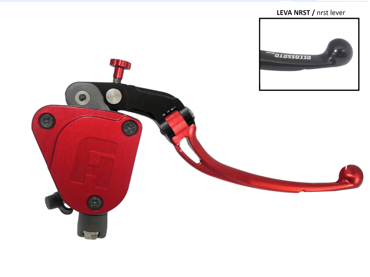 Pompa Freno Radiale Accossato 19x18 Con Vaschetta Integrata E Leva Snodata Colorata (Pomello+Leva)